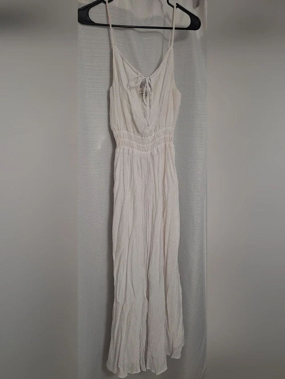 Abercrombie & Fitch Cream Sleeveless Tie-Front Maxi Dress